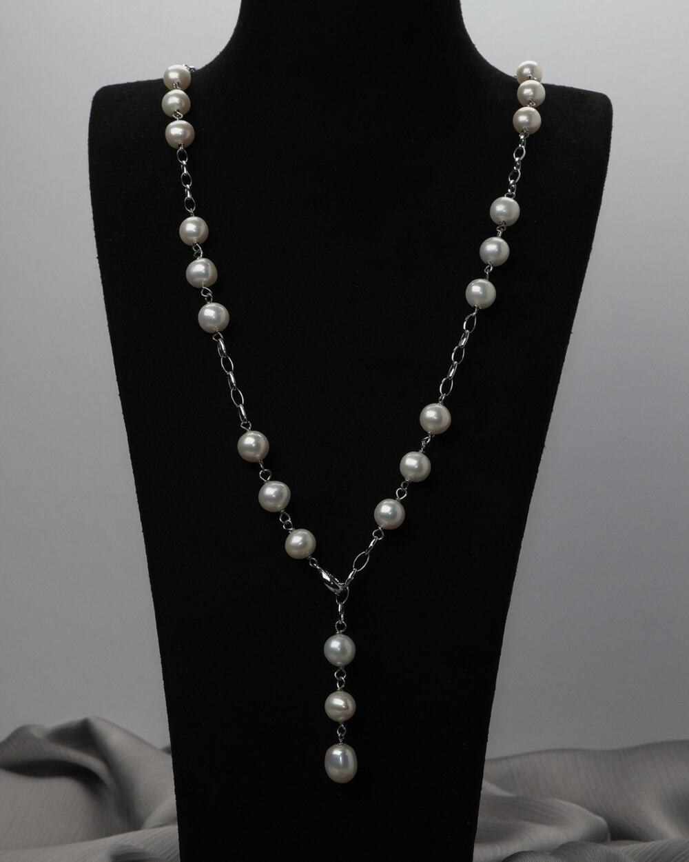 Sterling Silver Pearl Lariat Necklace 30.4G / 26in